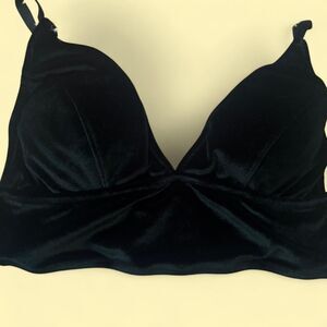 Free Press Velvet Women's Black Bralette Adjustable Straps